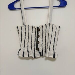 Striped Button-Front Smocked Top cottage core